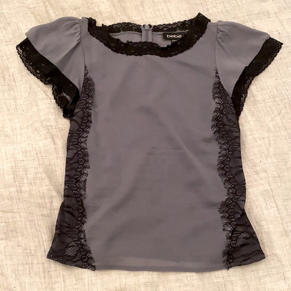 bebe Silk Lace Trim Top XXS